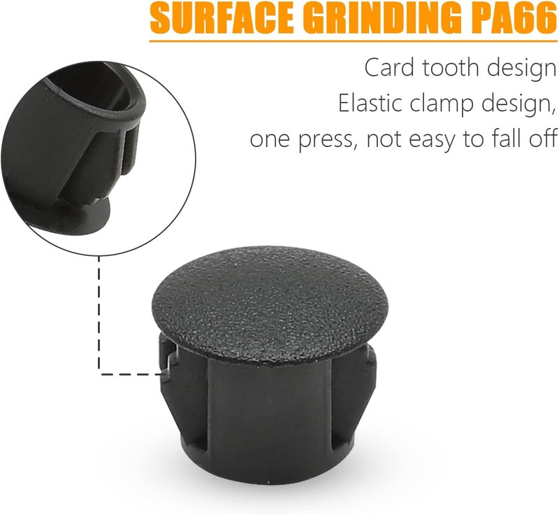 Suiwotin 100PCS 10mm (3/8") Black Hole Plugs Plastic Flush Type Hole Plugs Snap in Locking Hole Tube, Furniture Fencing Post Pipe Insert End Caps (Black) - Image 4